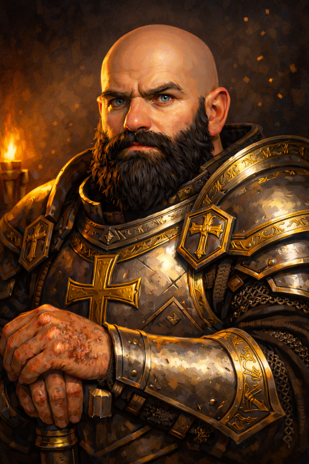 Aldric Eisner - Heroisches Portrait mit goldener Rüstung